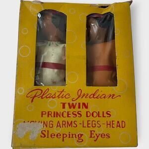Sonsco Plastic Indian Twin Princess Dolls Sleeping Eyes Moving Arms Legs Head